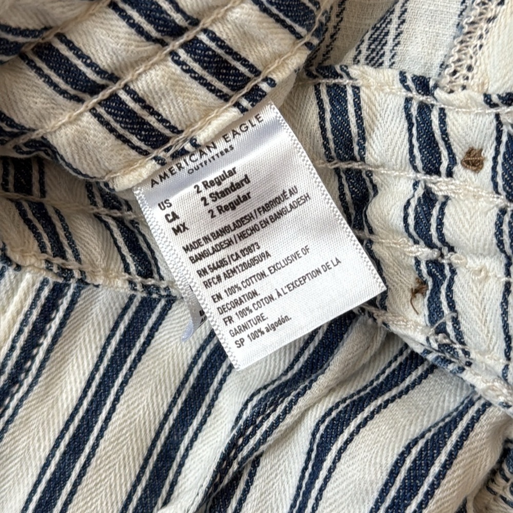 American Eagle Striped Drawstring Straight Legs pants | size 2 | blue & white - Picture 6 of 8